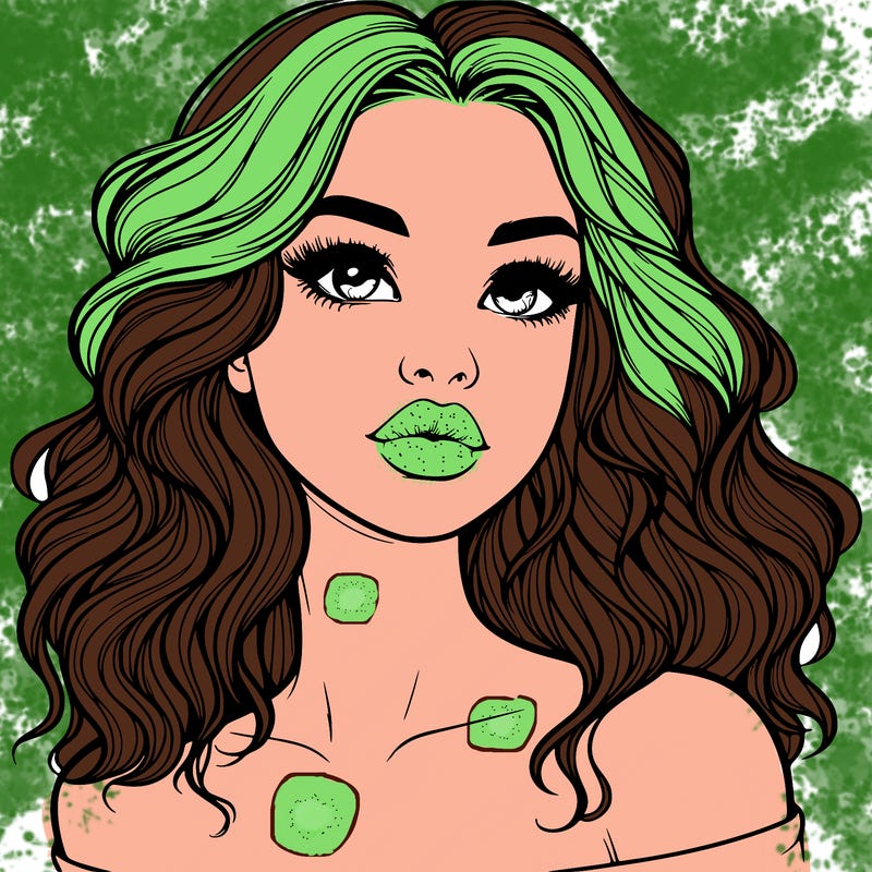 realistic girl with wavy hair and lips