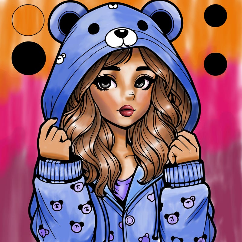 realistic girl in a animal pjs hoodie