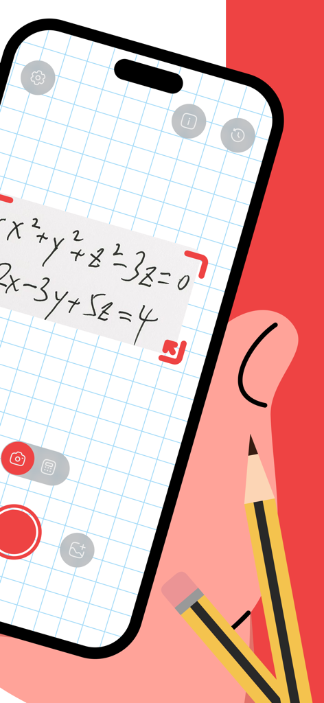 Smartphone camera scanning a handwritten math problem with Farabi Math AI app