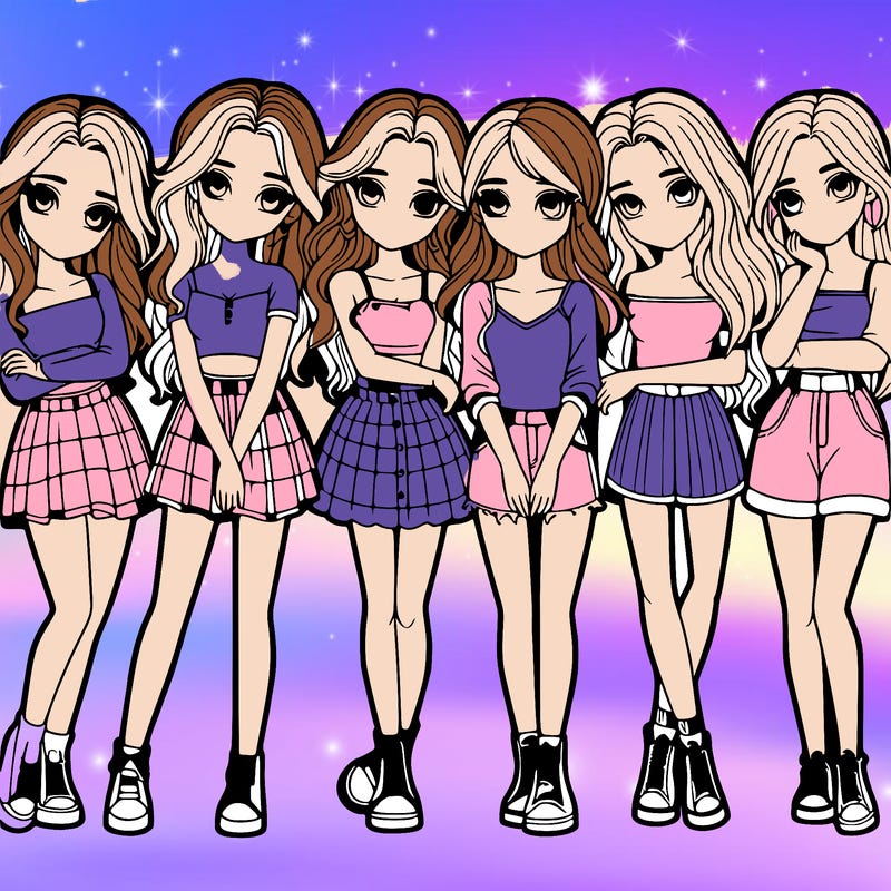 a group of girls realistic