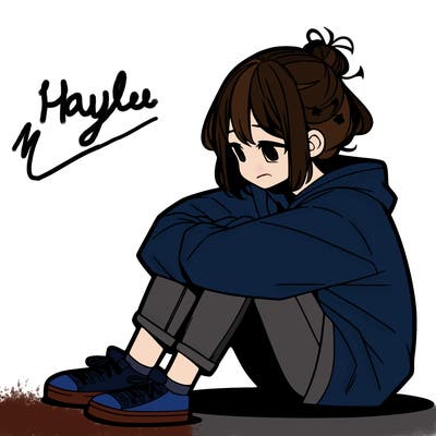 sad anime girl sitting alone