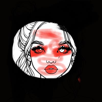 realistic girl with two buns in hair and lips