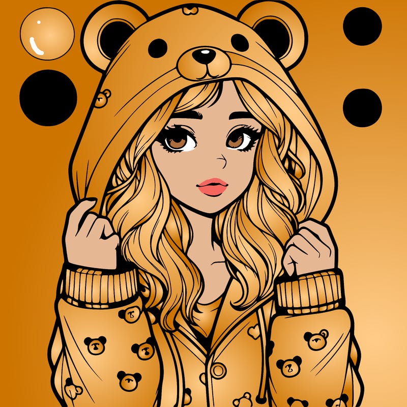 realistic girl in a animal pjs hoodie