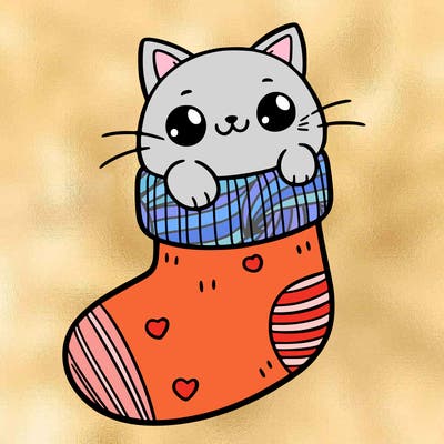 cute cat in a sock