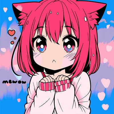 shy anime catgirl