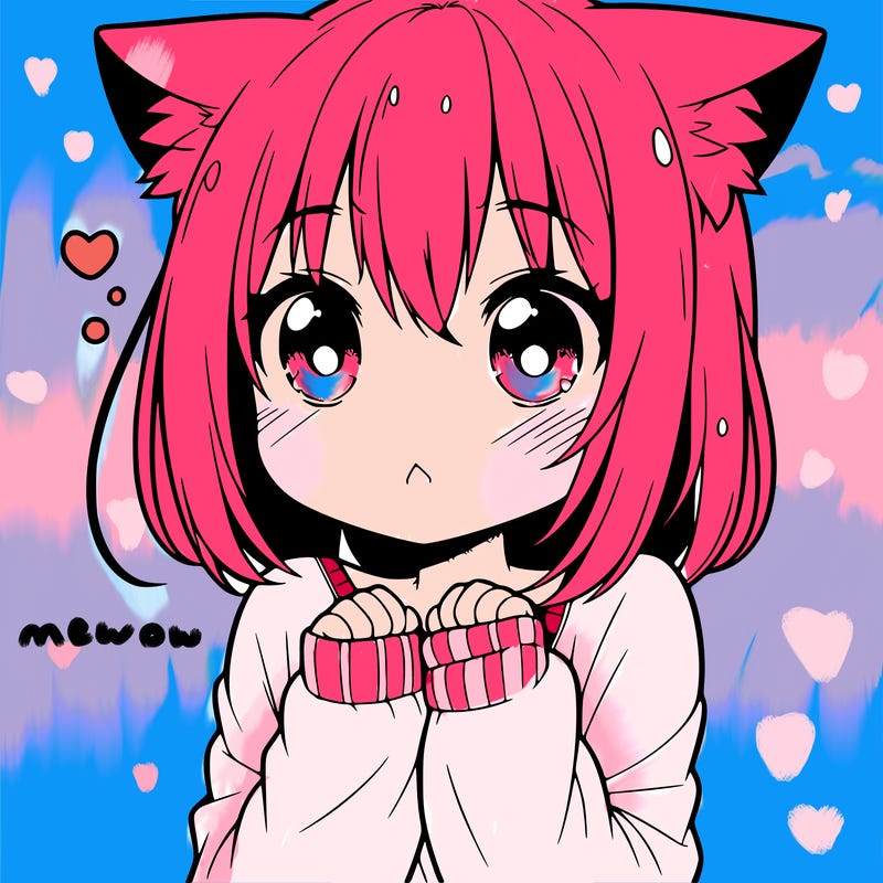 shy anime catgirl