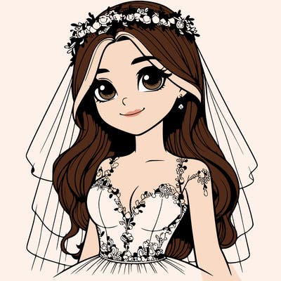 realistic girl in a wedding dress