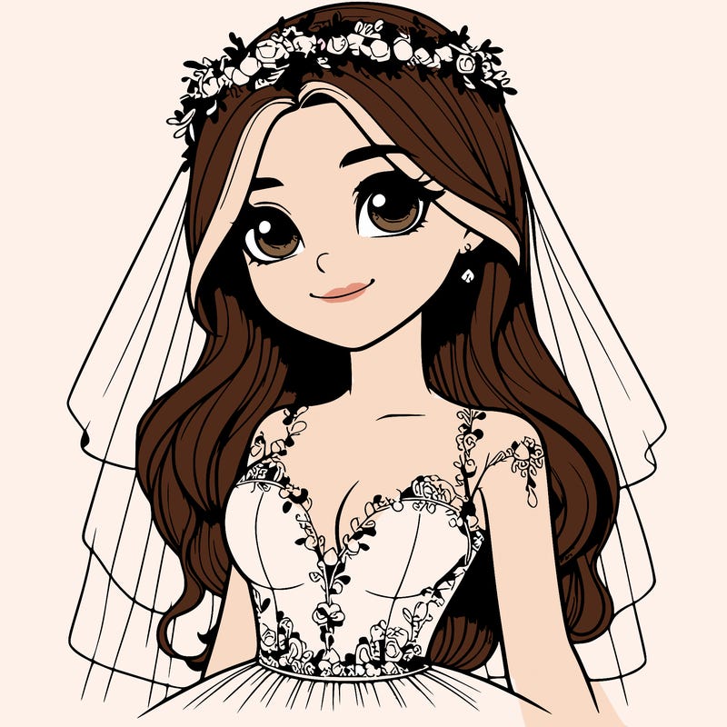 realistic girl in a wedding dress