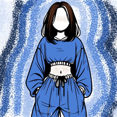 realistic girl faceless with baggy pants and a crop top