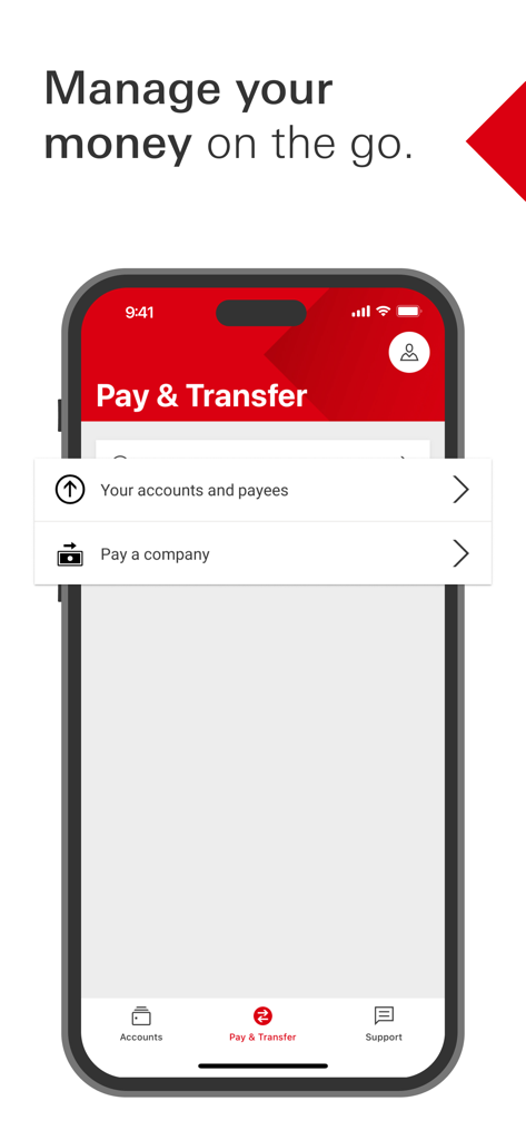 HSBC Bermuda - HSBC Bermuda mobile banking app interface showing pay and transfer options on an iPhone