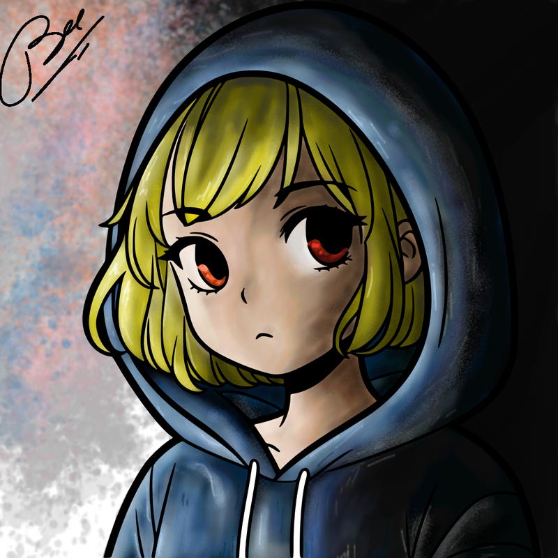 girl with short hair in hoodie