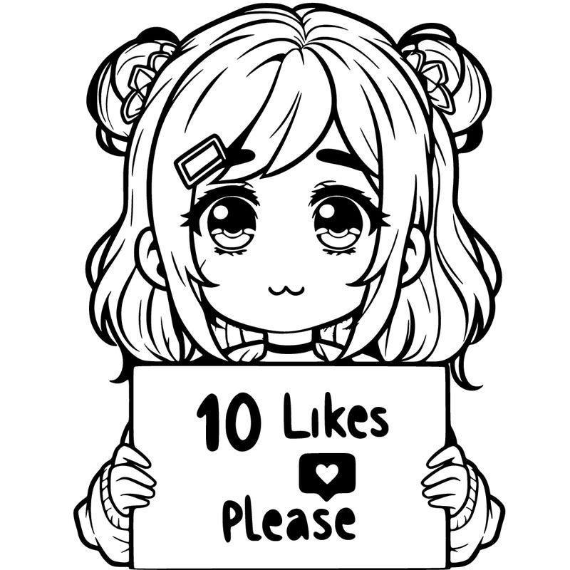 a girl with a sign saying 10 likes please