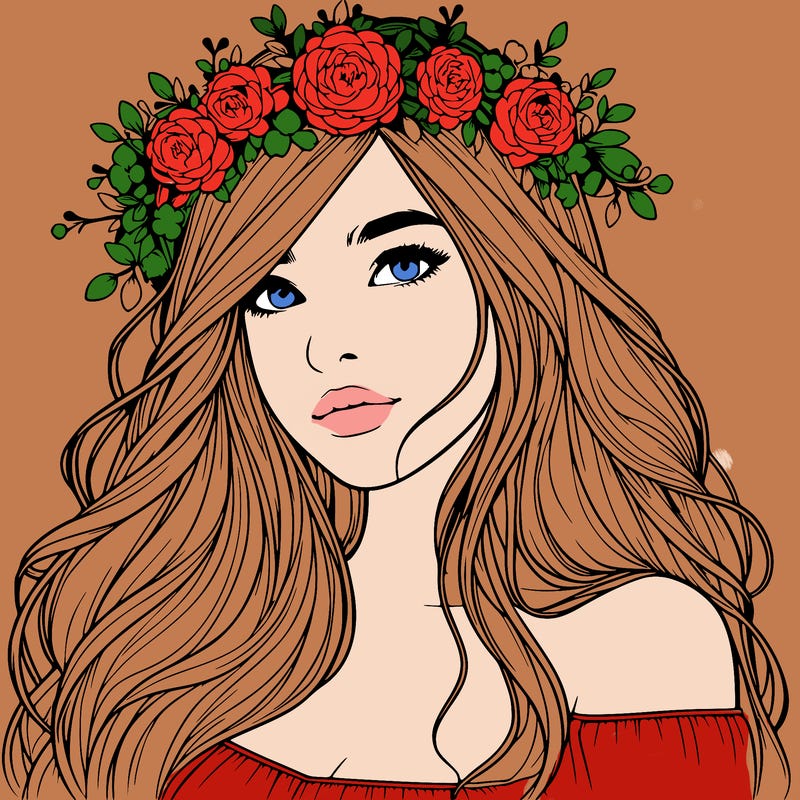 realistic girl with flower crown