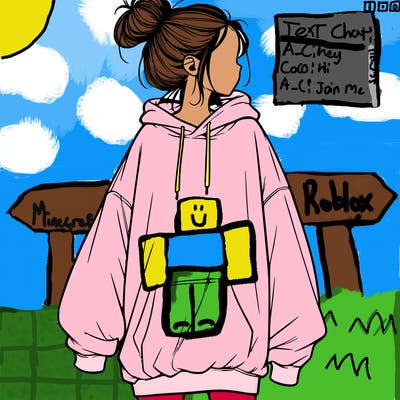 realistic girl with a oversized sweatshirt on and a bun