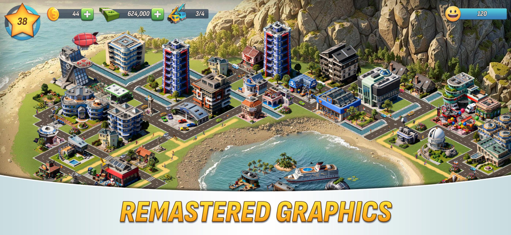 City Island: Deluxe Go Build - Coastal city layout with high quality remastered graphics in City Island Deluxe Go Build
