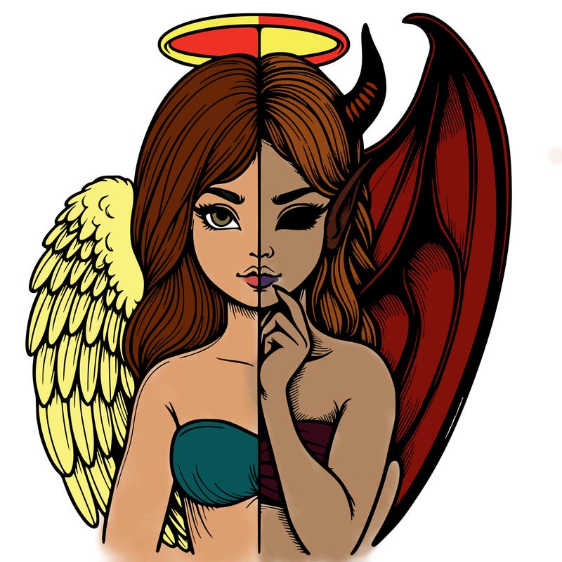 realistic angel half demon