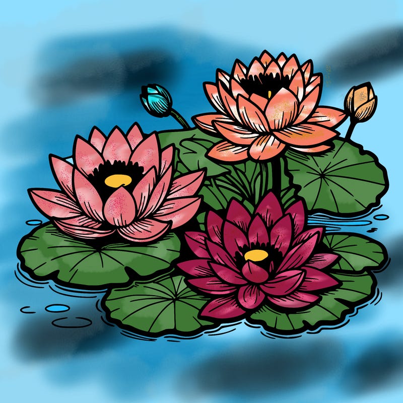 lotus flowers with leaf in a pond in japan