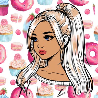 realistic girl with a high ponytail