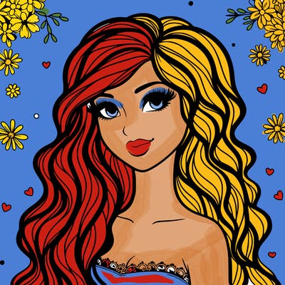 pretty woman with long wavy hair