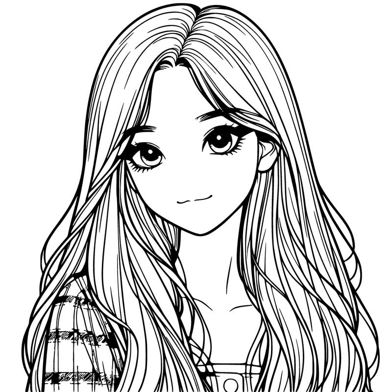 korean girl with long hair realistic