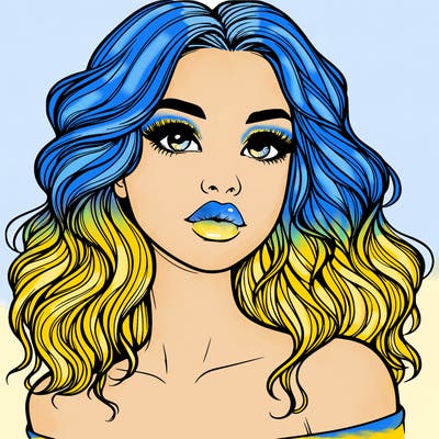 realistic girl with wavy hair and lips