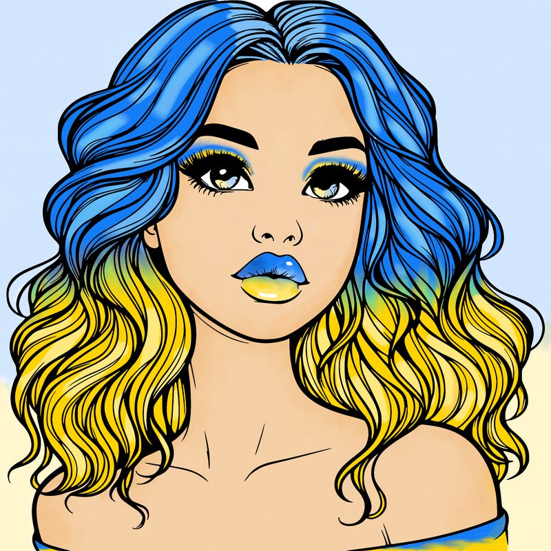 realistic girl with wavy hair and lips