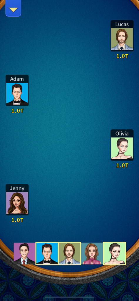 Screenshot of Big 2 Pusoy Dos Deluxe game interface showing player avatars and chip counts on a blue digital card table.