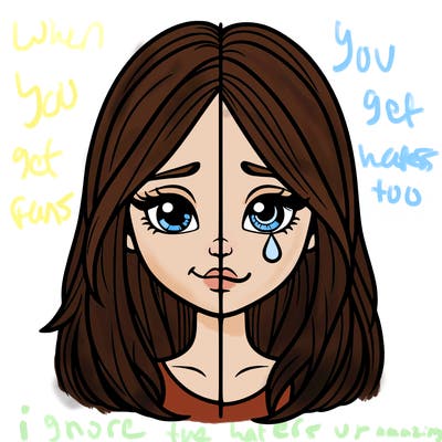 one half happy the other half sad realistic girl