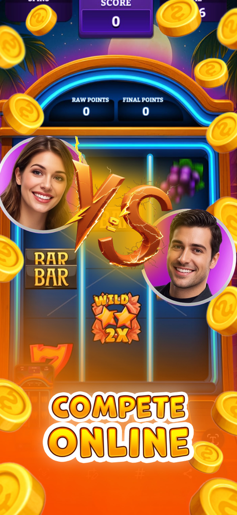 Competizione online testa a testa nel gioco di slot basato sull'abilità Slots Mania.