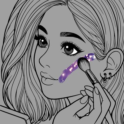 a realistic girl doing her makeup