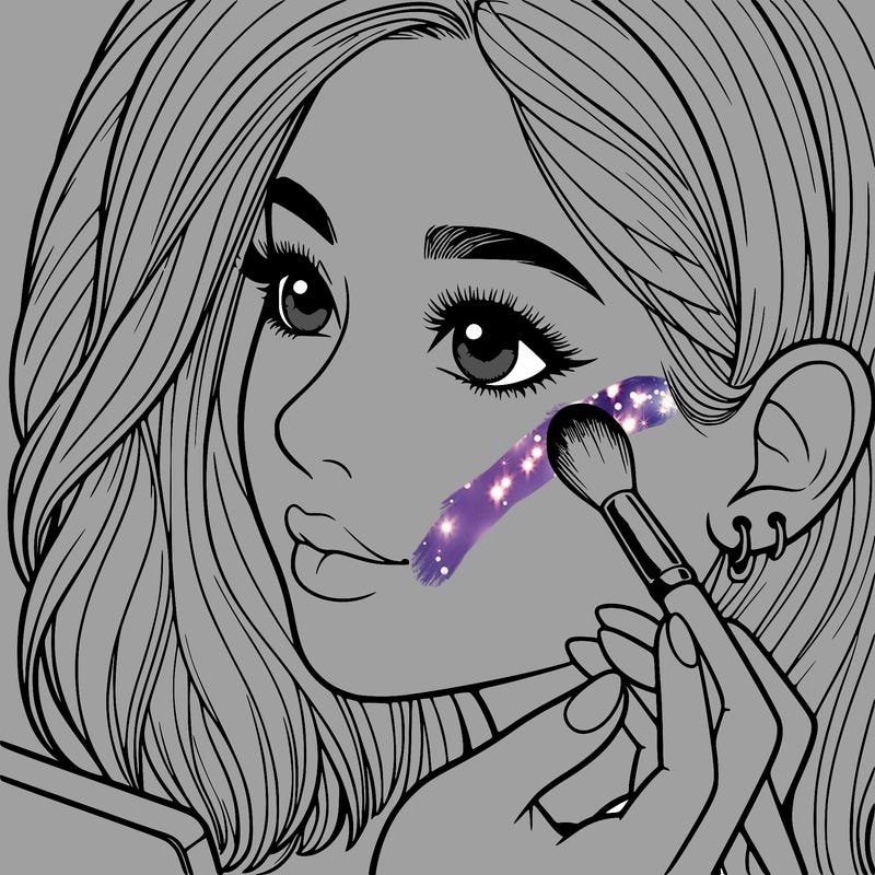 a realistic girl doing her makeup