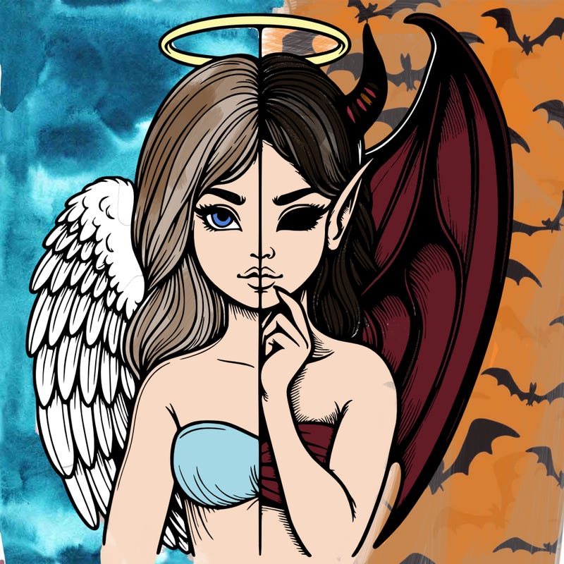 realistic angel half demon