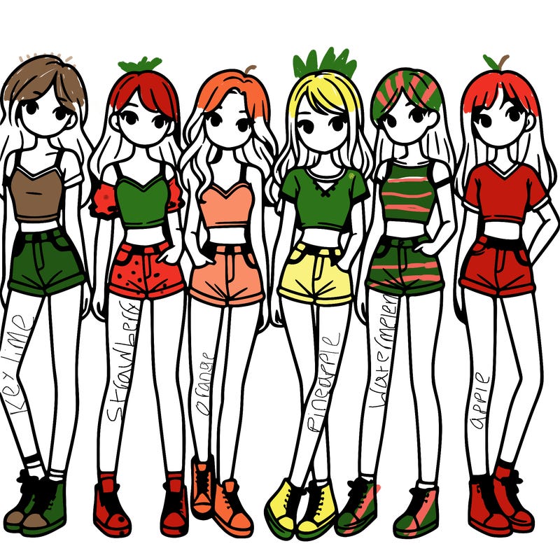 a group of girls wearing crop tops and shorts