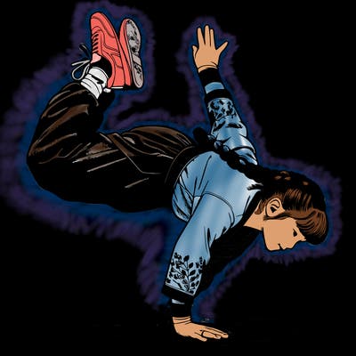 realistic girl doing a round off backhand spring
