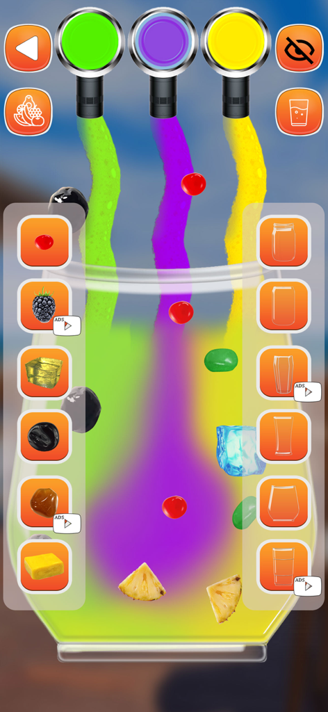 Boba DIY Game: Tasty Milk Tea - Creación virtual de té de boba con líquido colorido e ingredientes de frutas en un juego de simulación DIY.