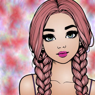 realistic girl with braids