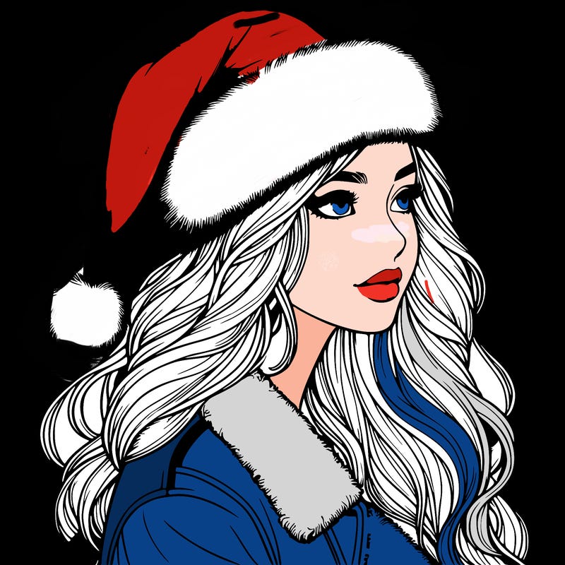 realistic girl in santa hat