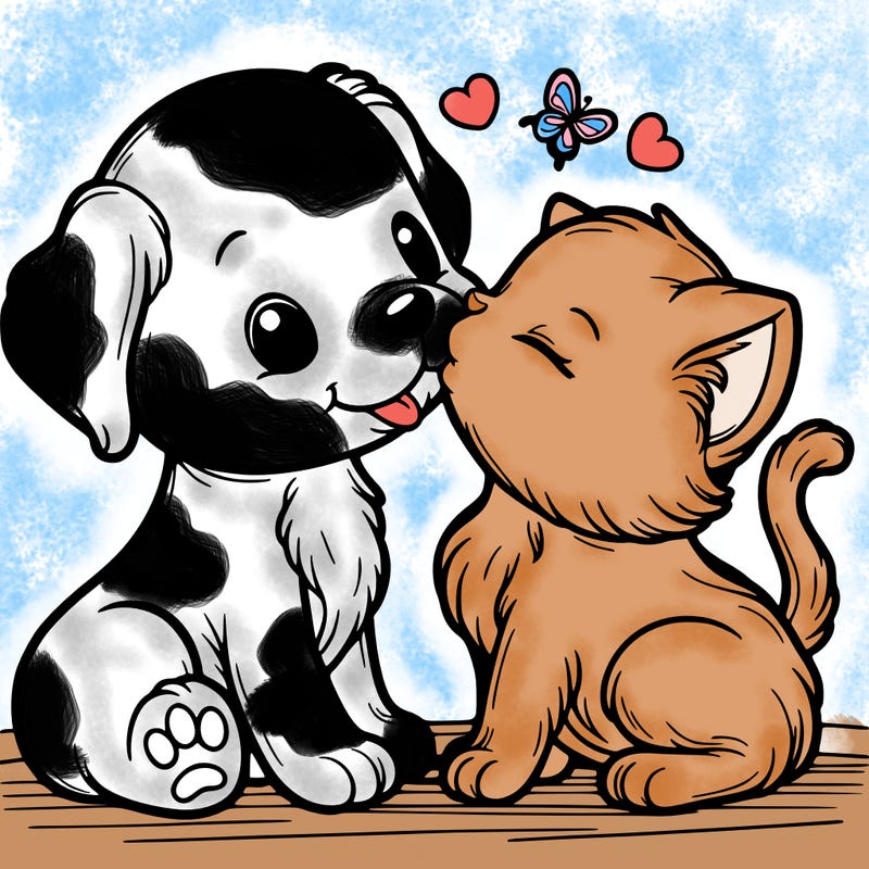 puppy and kitten kissing