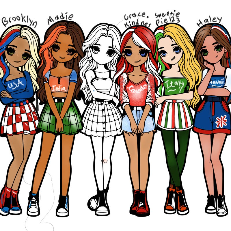 a group of girls realistic