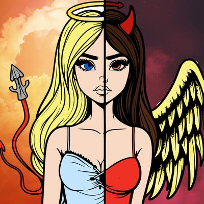 devil vs angel realistic girl