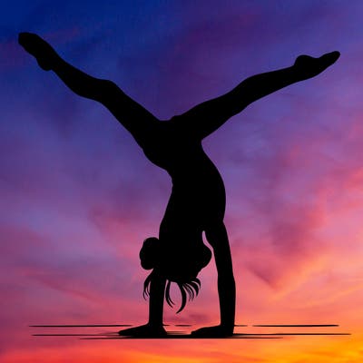 realistic gymnastic hand stand girl in four splits