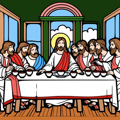 jesus shares the last supper with twelve apostles