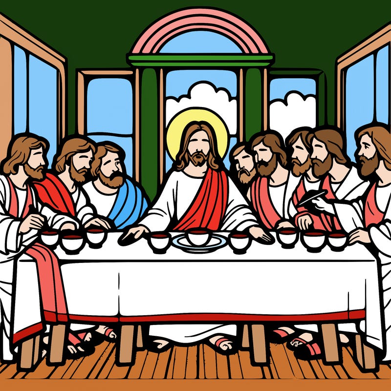 jesus shares the last supper with twelve apostles