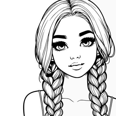 realistic girl with braids