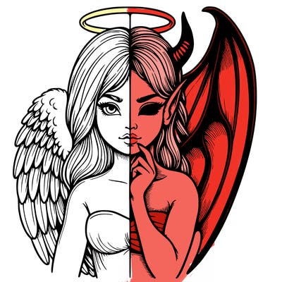 realistic angel half demon