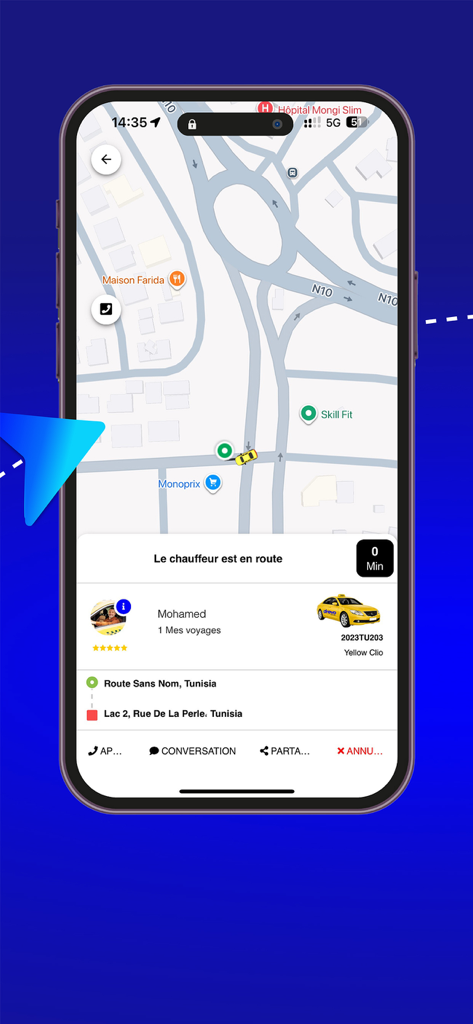 Drevo - Drevo mobile app interface showing real time driver tracking on a map