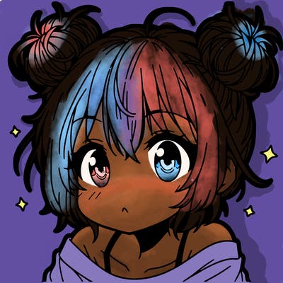 a manga girl with messy small buns