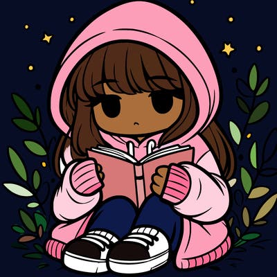 girl in oversized hoodie reading a book