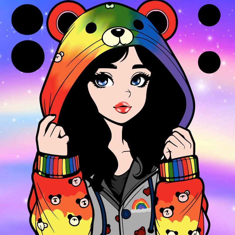 realistic girl in a animal pjs hoodie