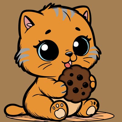 kitten eating cookie
